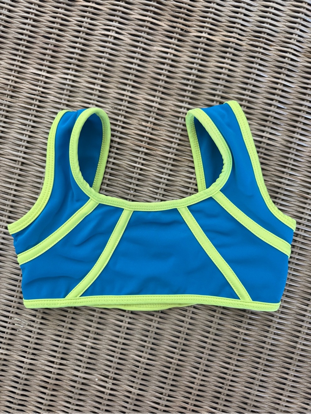 TIGER FRIDAY Blue and Neon Yellow Crop Top CL